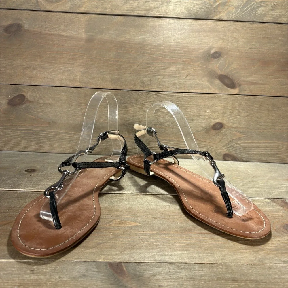 coach rue womens size 9 shoes black thong slinback comfort sandals